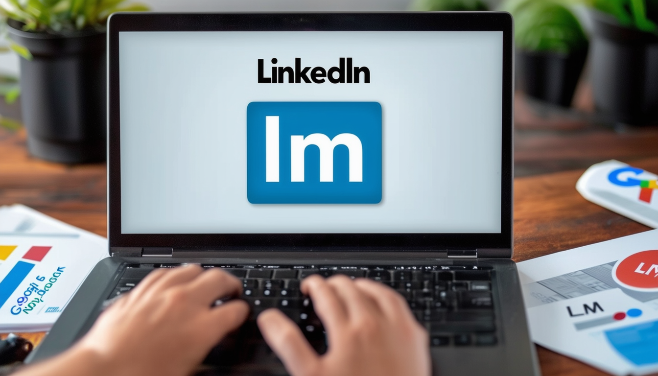 A person working on a laptop with LinkedIn and Goo